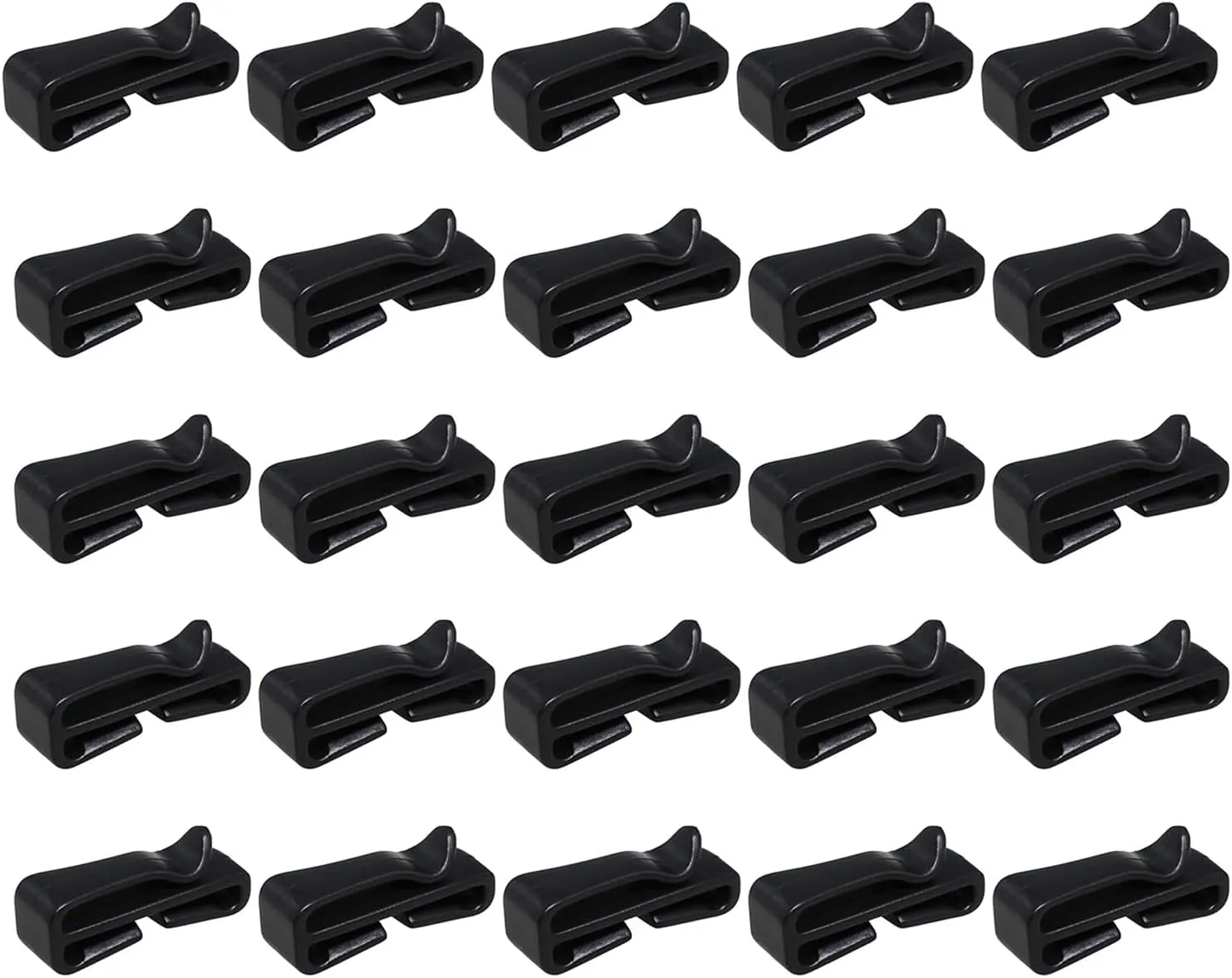 25PCS Black Plastic Webbing Holder Inside Diameter 25mm Hiking Camping Outdoor Backpacking Helmet Goggle Strap Keeping Clip Buckle Accessory
