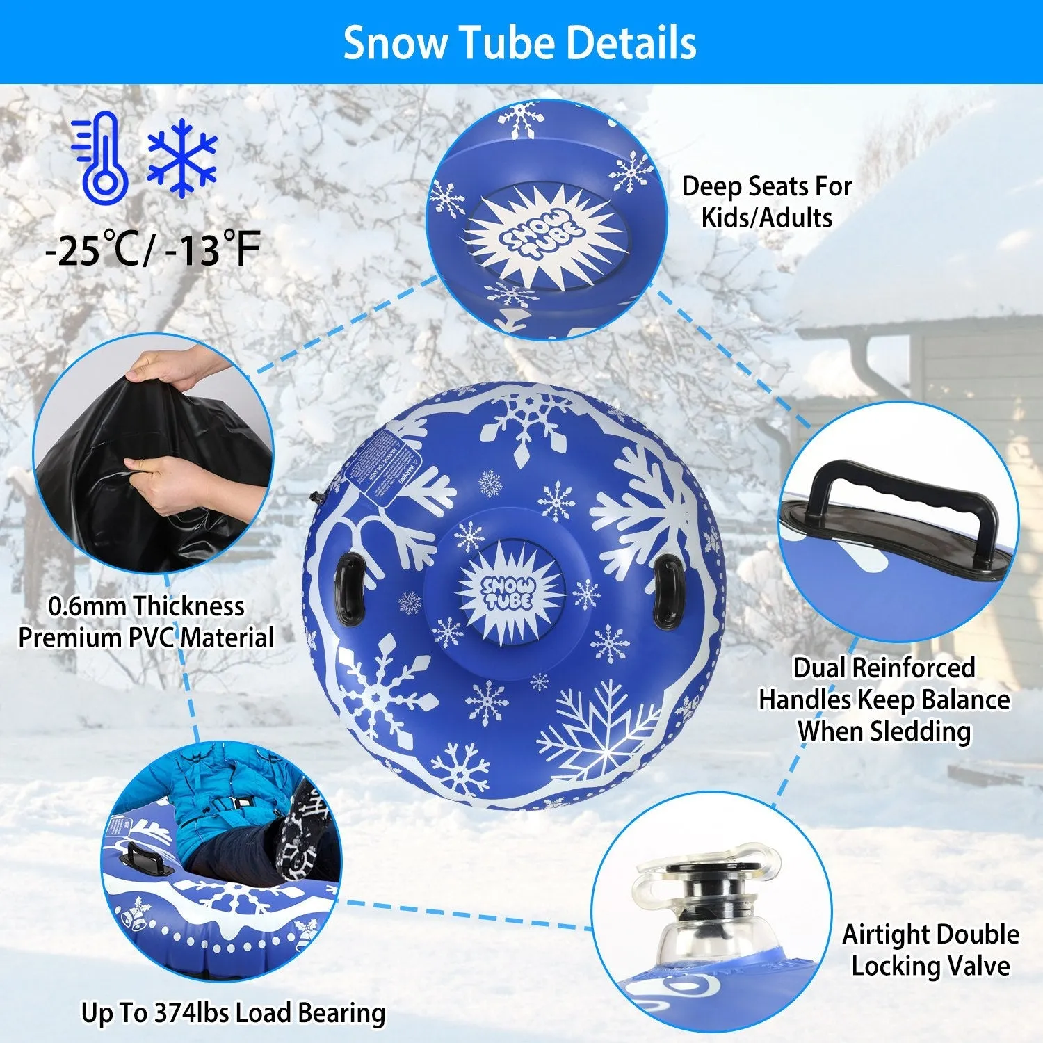47-Inch Inflatable Snow Tube
