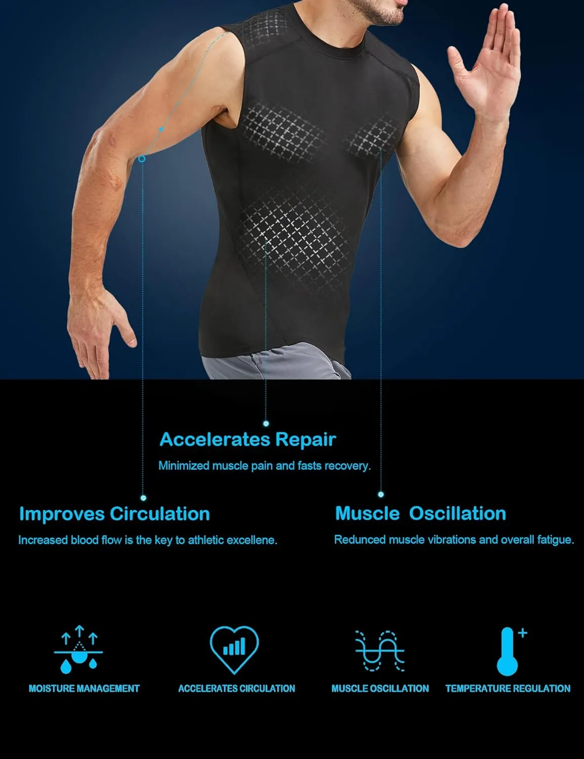 6 Pack Mens Sleeveless Compression Shirts, Dry Fit Running Sports Workout Athletic Base Layer Tank Tops