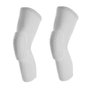 Basketball Knee Pads Knee Sleeves, 2 Pack Honeycomb Anti Collision Leg Compression Sleeves, Compression Knee Pads for Wrestling Football Volleyball Baseball (Medium, White)