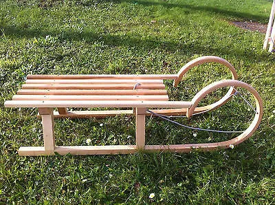 Children's Snow Sleds Sleigh Sledge Wooden Winter Seat Bob Horned 40 inches 102cm