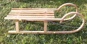 Children's Snow Sleds Sleigh Sledge Wooden Winter Seat Bob Horned 40 inches 102cm