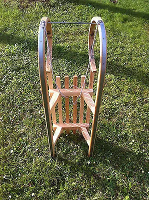 Children's Snow Sleds Sleigh Sledge Wooden Winter Seat Bob Horned 40 inches 102cm