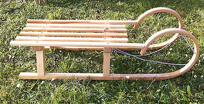 Children's Snow Sleds Sleigh Sledge Wooden Winter Seat Bob Horned 40 inches 102cm