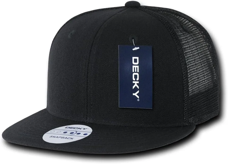 DECKY 6 Panel Flat Bill Trucker Cap