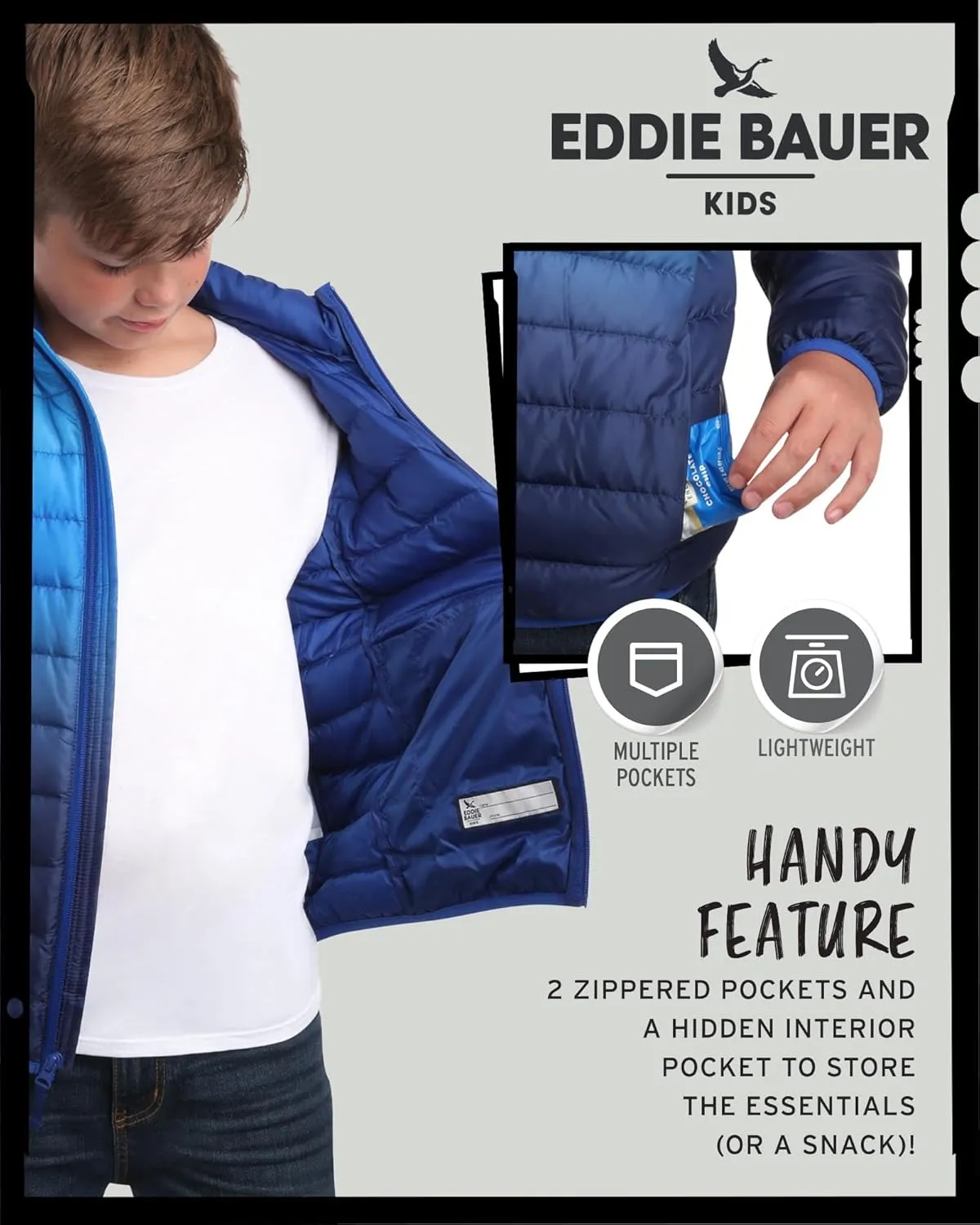 Eddie Bauer Kids' Jacket - CirrusLite Weather Resistant Down Coat for Boys and Girls- Insulated Quilted Bubble Puffer (5-20)