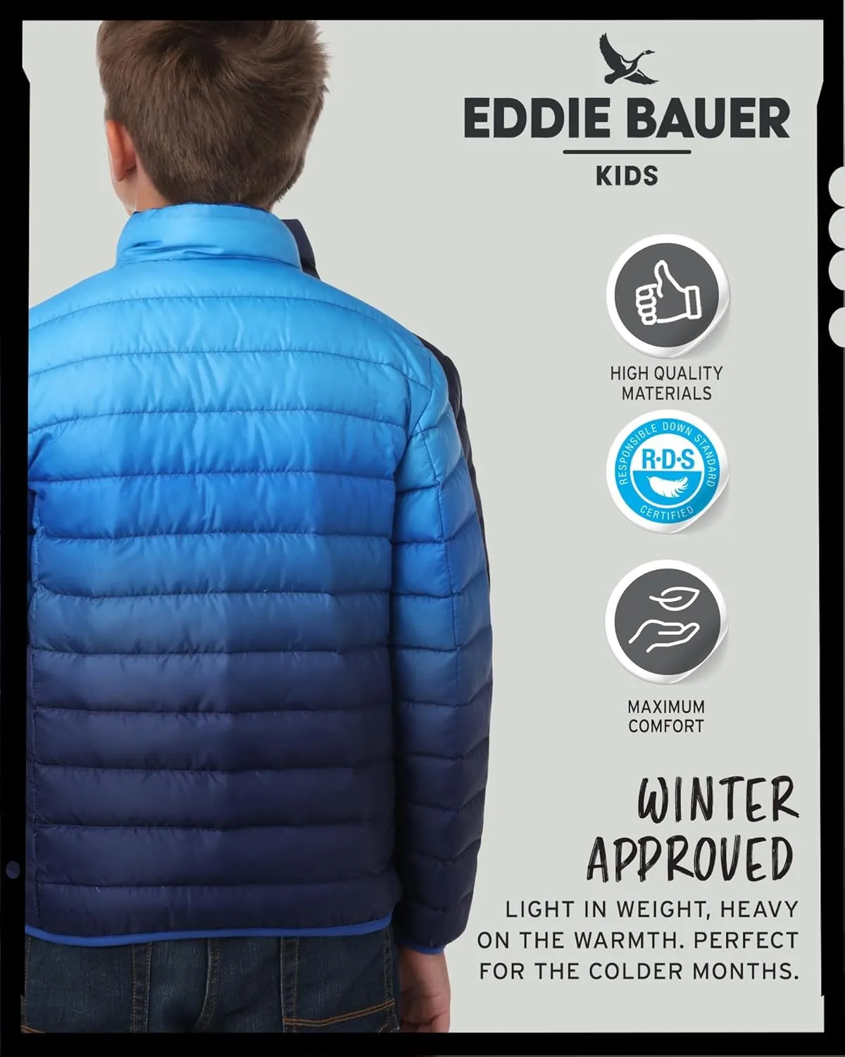 Eddie Bauer Kids' Jacket - CirrusLite Weather Resistant Down Coat for Boys and Girls- Insulated Quilted Bubble Puffer (5-20)