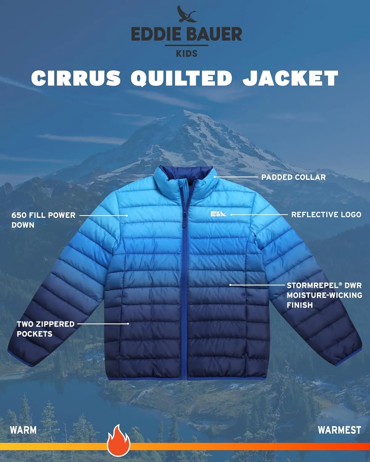 Eddie Bauer Kids' Jacket - CirrusLite Weather Resistant Down Coat for Boys and Girls- Insulated Quilted Bubble Puffer (5-20)