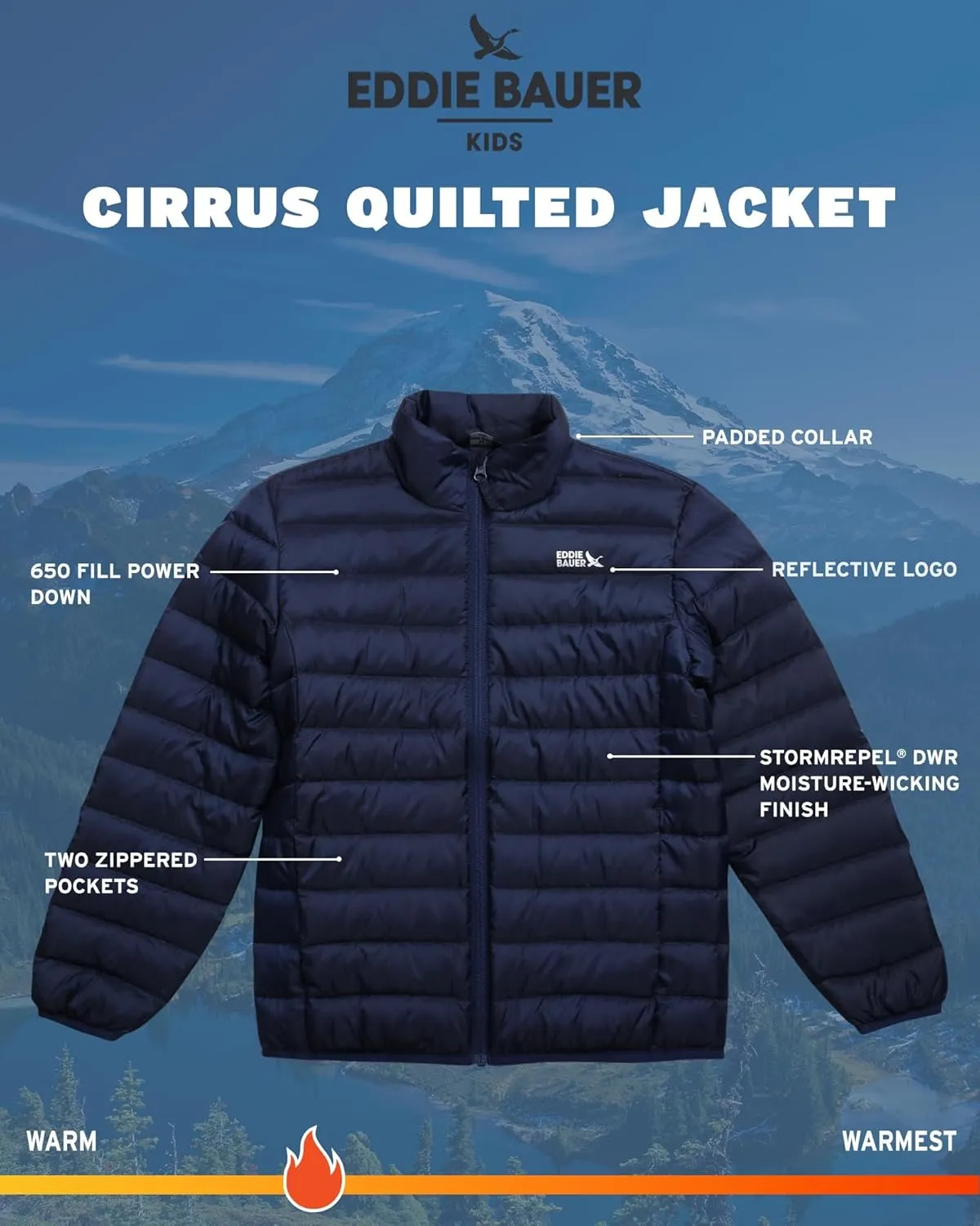 Eddie Bauer Kids' Jacket - CirrusLite Weather Resistant Down Coat for Boys and Girls- Insulated Quilted Bubble Puffer (5-20)