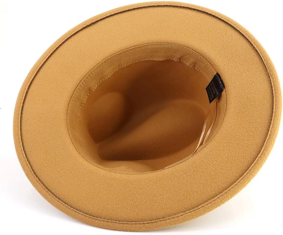 Fedora Hats for Men Women Felt Jazz Hat Wide Brim Panama Hat with Belt Buckle
