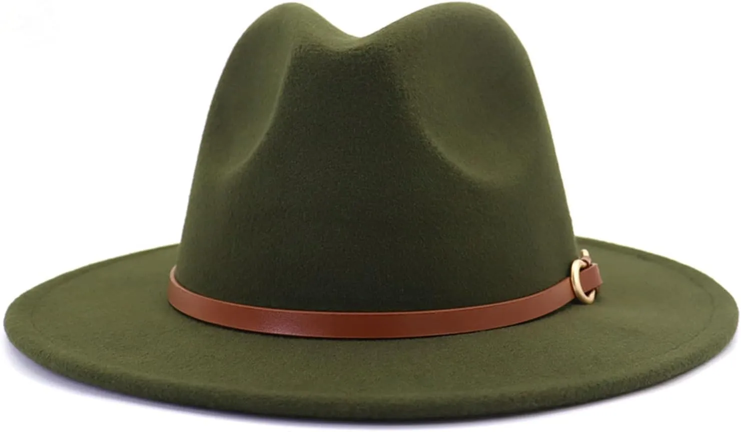 Fedora Hats for Men Women Felt Jazz Hat Wide Brim Panama Hat with Belt Buckle