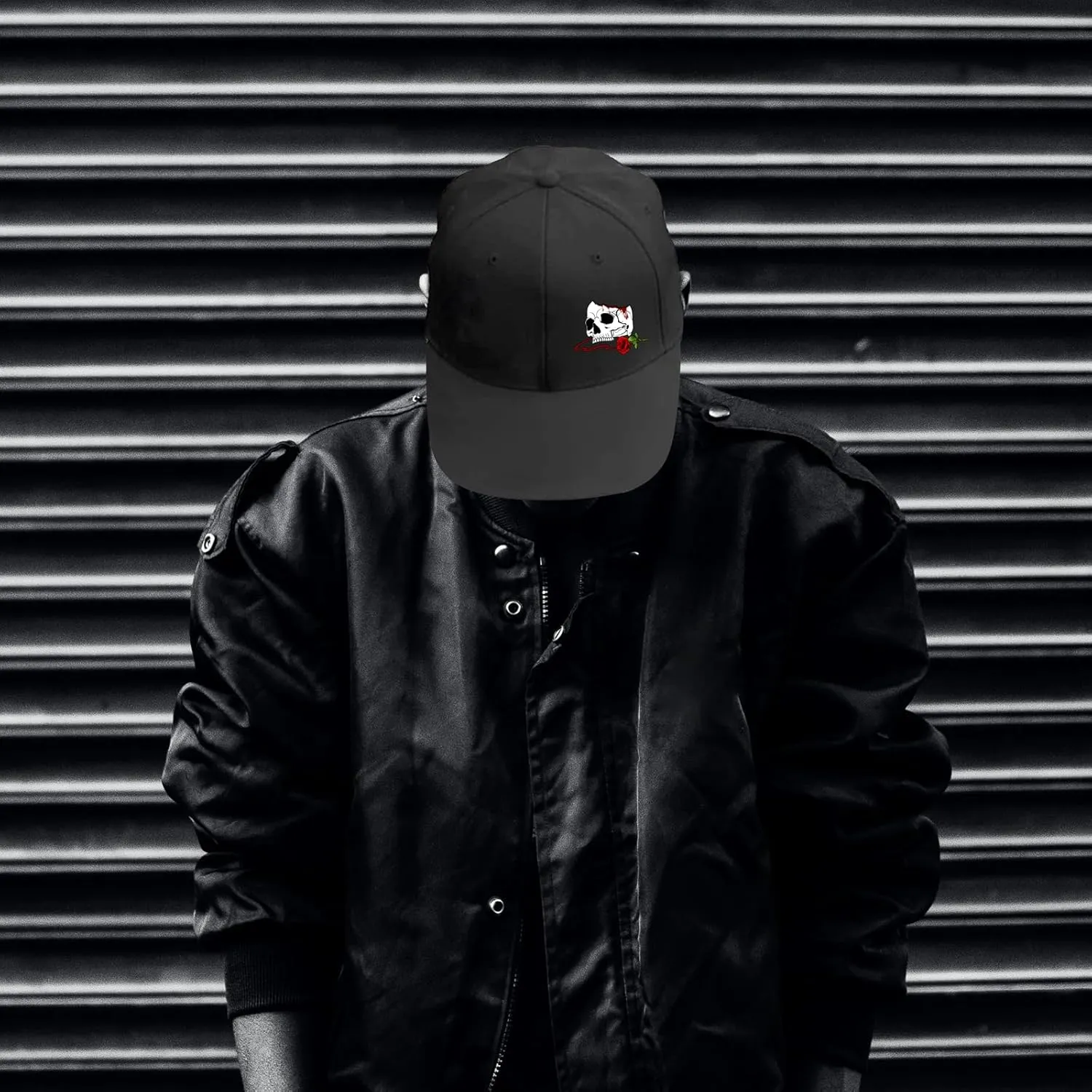 Flat Bill Hats for Men Snapback Skull Hats Black Hat for Teen Boys Skateboard Hats Baseball Cap