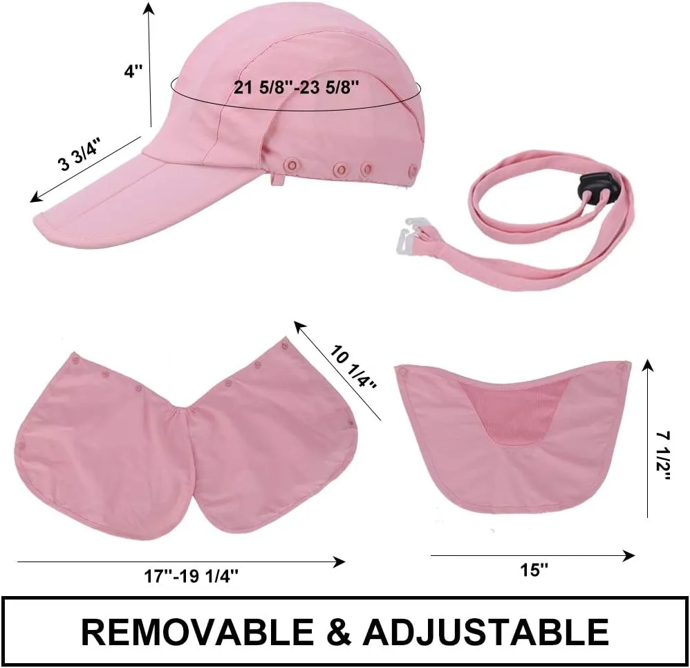 Foldable Sun Cap, Fishing Hats, UPF 50  Protection Caps with Face Mask Neck Flap