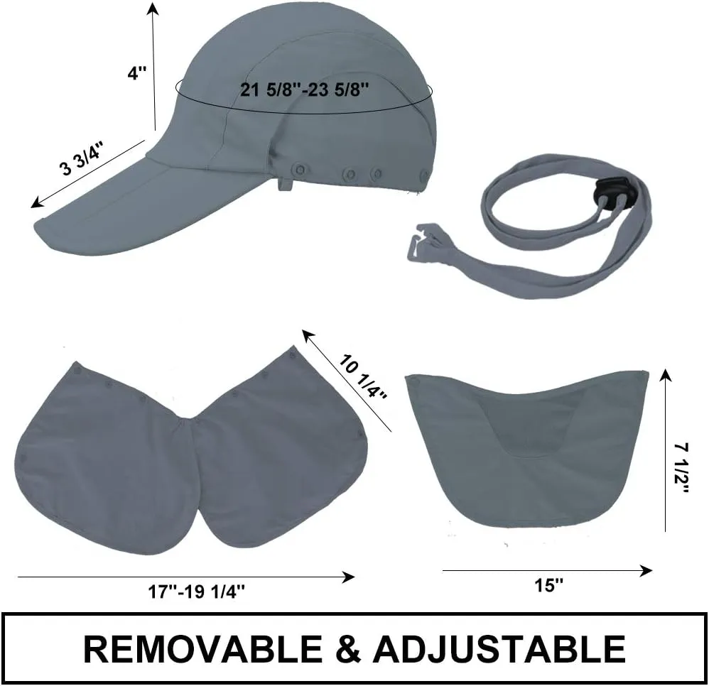 Foldable Sun Cap, Fishing Hats, UPF 50  Protection Caps with Face Mask Neck Flap