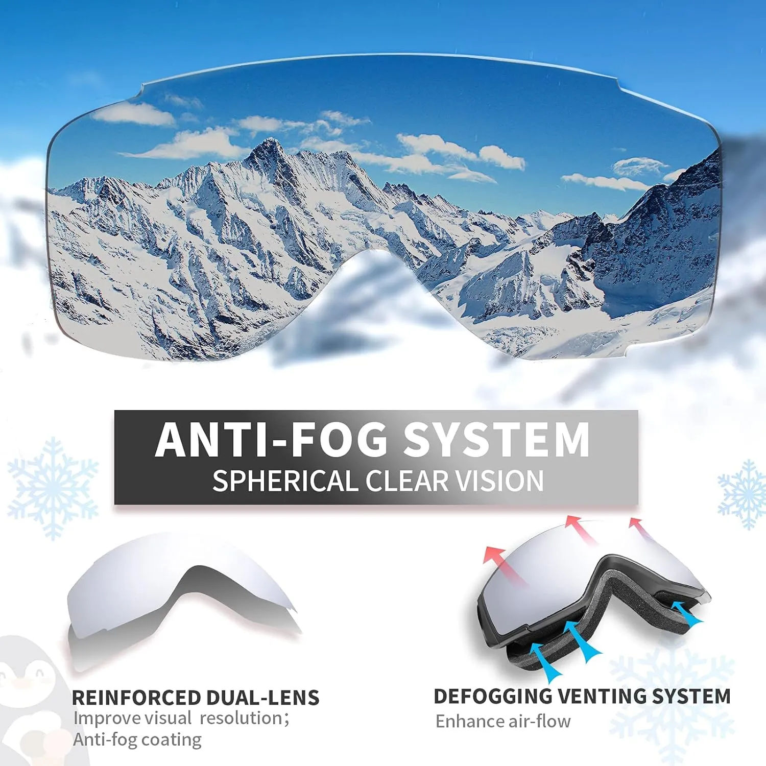 Freela Kids Ski Snowboard Goggles for Toddler(3-14) Youth Anti Fog Anti UV Goggles Girls Boys Snow Skiing Equipment