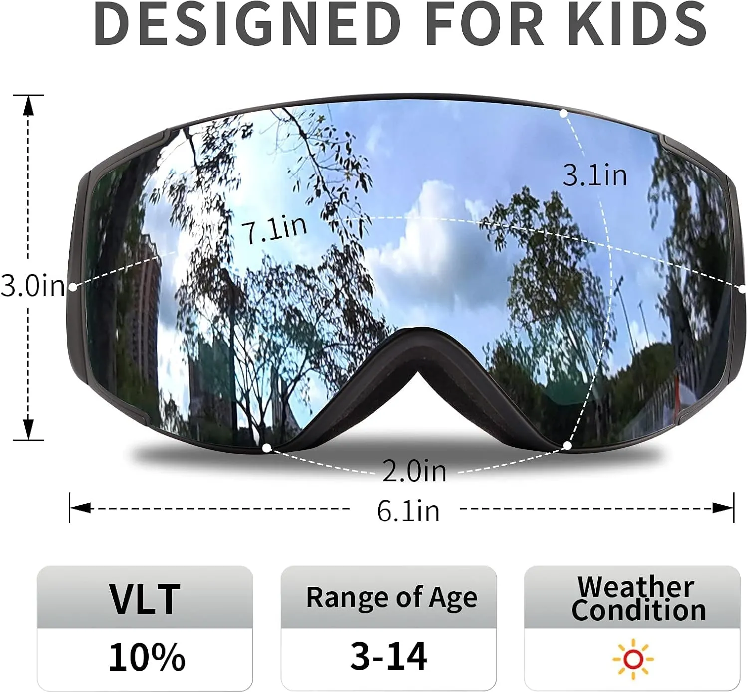 Freela Kids Ski Snowboard Goggles for Toddler(3-14) Youth Anti Fog Anti UV Goggles Girls Boys Snow Skiing Equipment