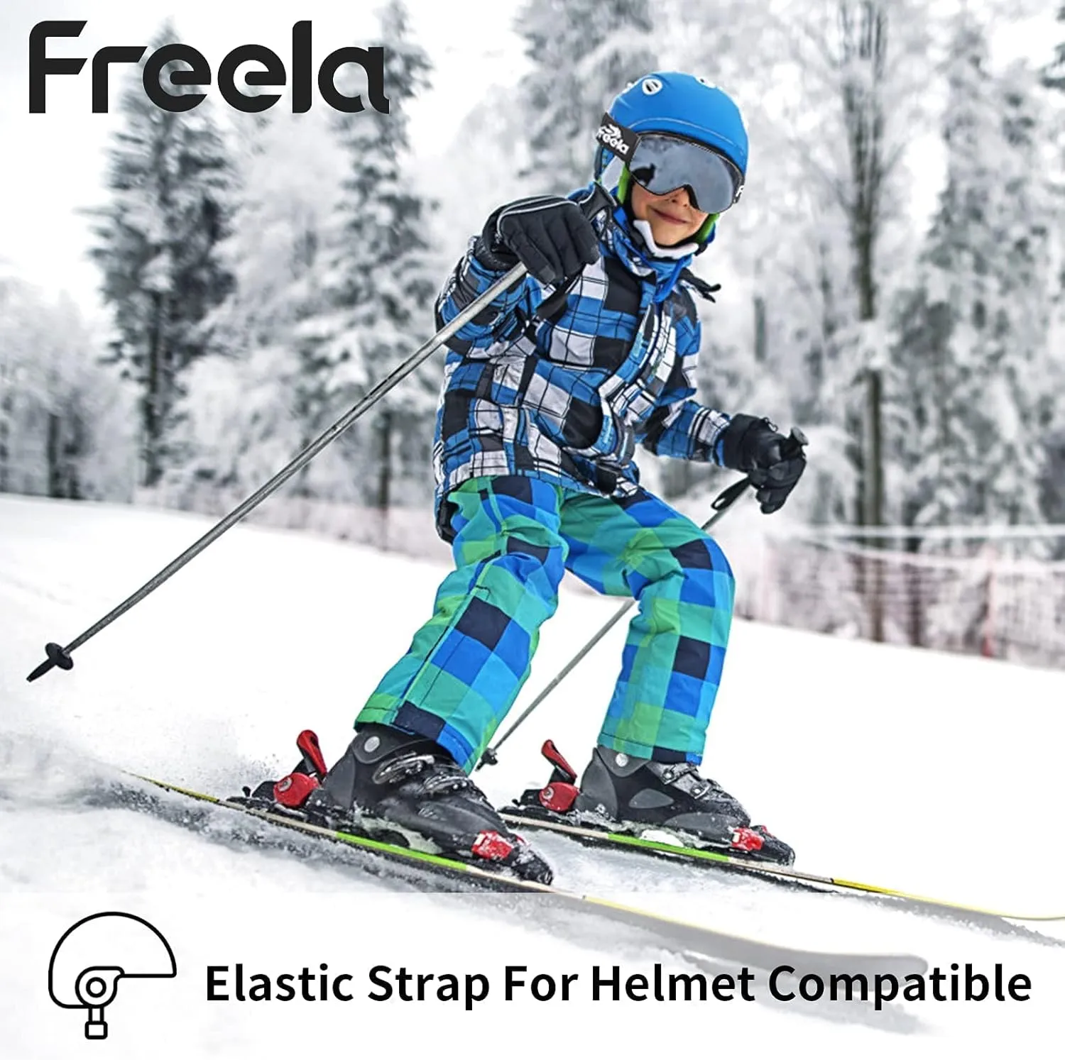 Freela Kids Ski Snowboard Goggles for Toddler(3-14) Youth Anti Fog Anti UV Goggles Girls Boys Snow Skiing Equipment