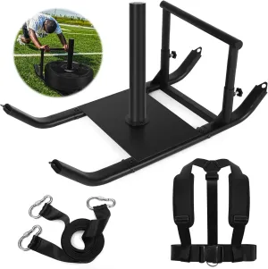 GADFISH Weight Sled, Adjustable Height Handle Push Pull Sleds, Workout Fitness Sled for Training- Running Speed, Compatible with 1" & 2" Weight Plate, Easy Obstacle Clearance for Grass, Sand, Cement
