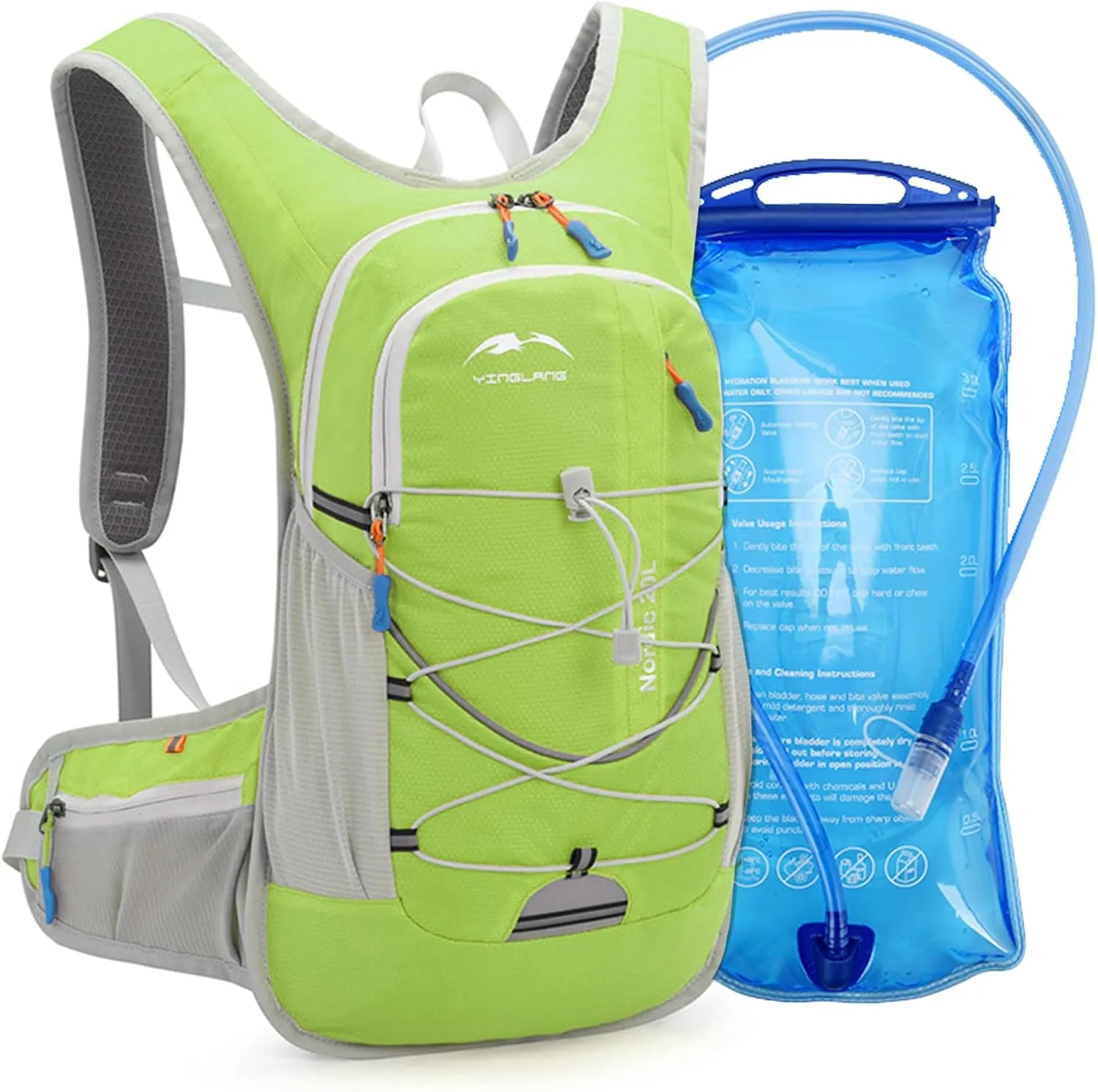 Hydration Pack Backpack, Rave Lightweight Daypack 20L with 2L Water Bladder, Water Backpack for Hiking, Running, Biking, and Raves