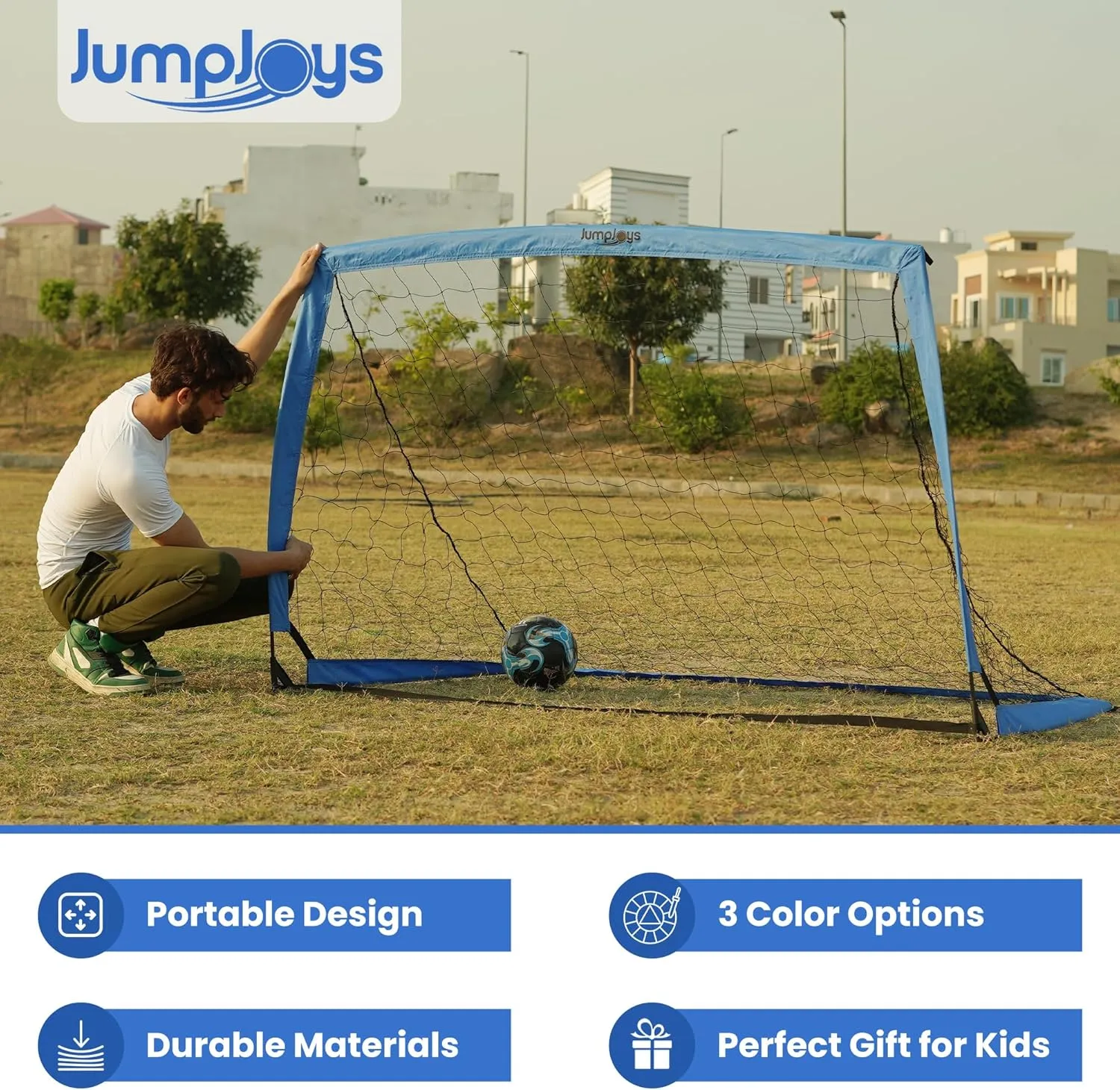 Kids Soccer Goal for Backyard| 6x4 ft Portable Pop Up Soccer Goal Kids Soccer Net | Practice Soccer Net in Multiple Colors | Single Net, Set of Two, Double with Accessories