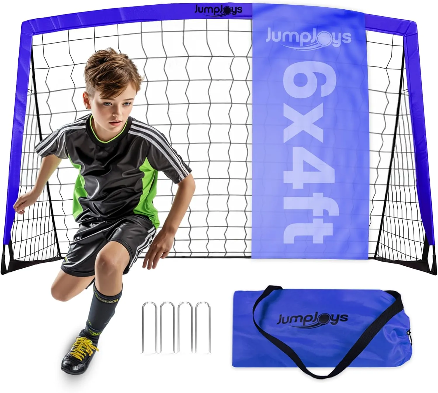 Kids Soccer Goal for Backyard| 6x4 ft Portable Pop Up Soccer Goal Kids Soccer Net | Practice Soccer Net in Multiple Colors | Single Net, Set of Two, Double with Accessories