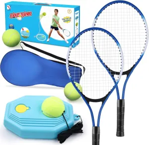 Kids Tennis Rackets Training Set - 7-in-1 Youth Tennis Racket Set, 2 pcs 19 Rackets,1Tennis Trainer & 2Rebound Balls&1tennis Ball,Tennis Racquet Set for Beginners & Family Activities