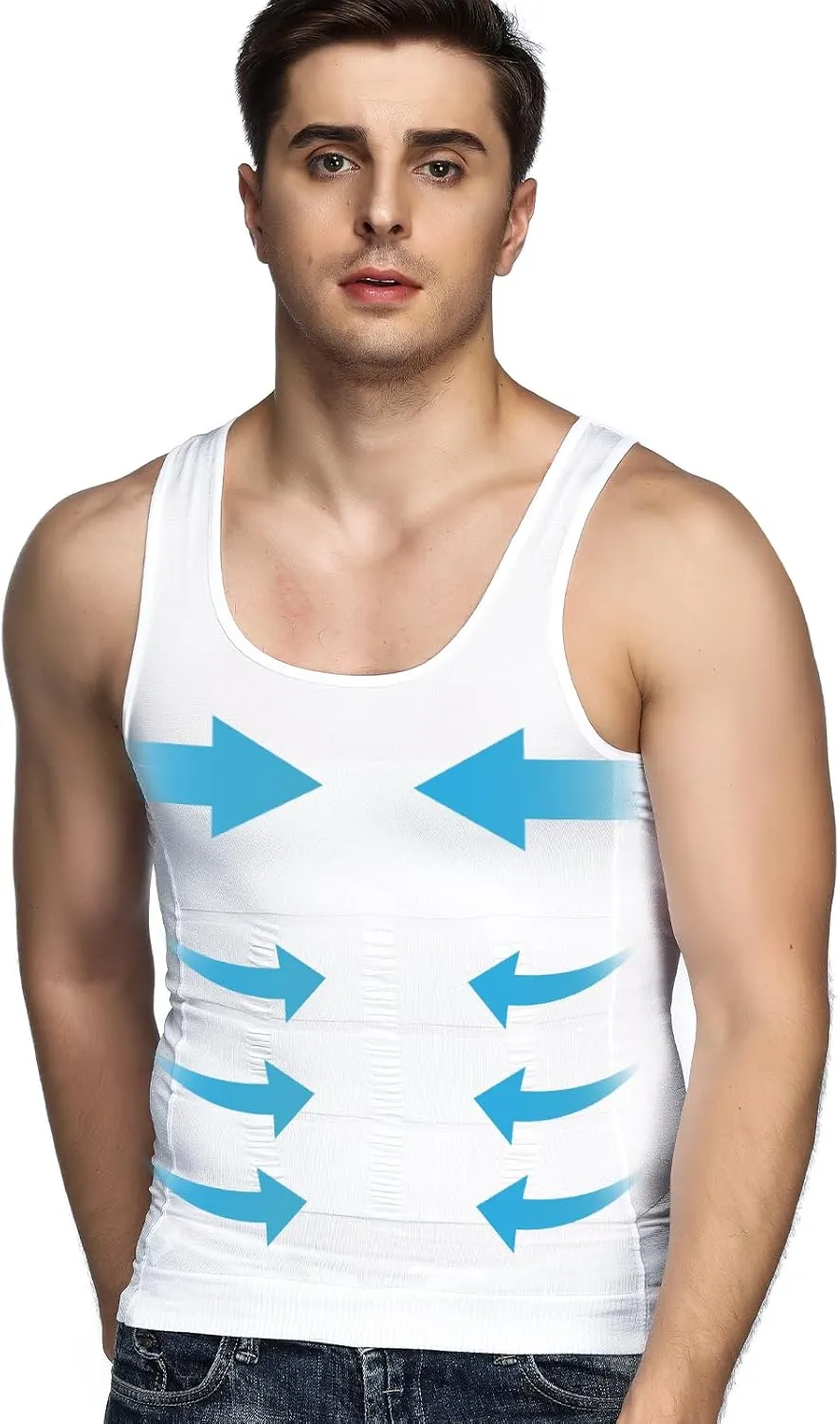 Odoland Men's Body Shaper Slimming Shirt Tummy Vest Thermal Compression Base Layer Slim Muscle Tank Top Shapewear