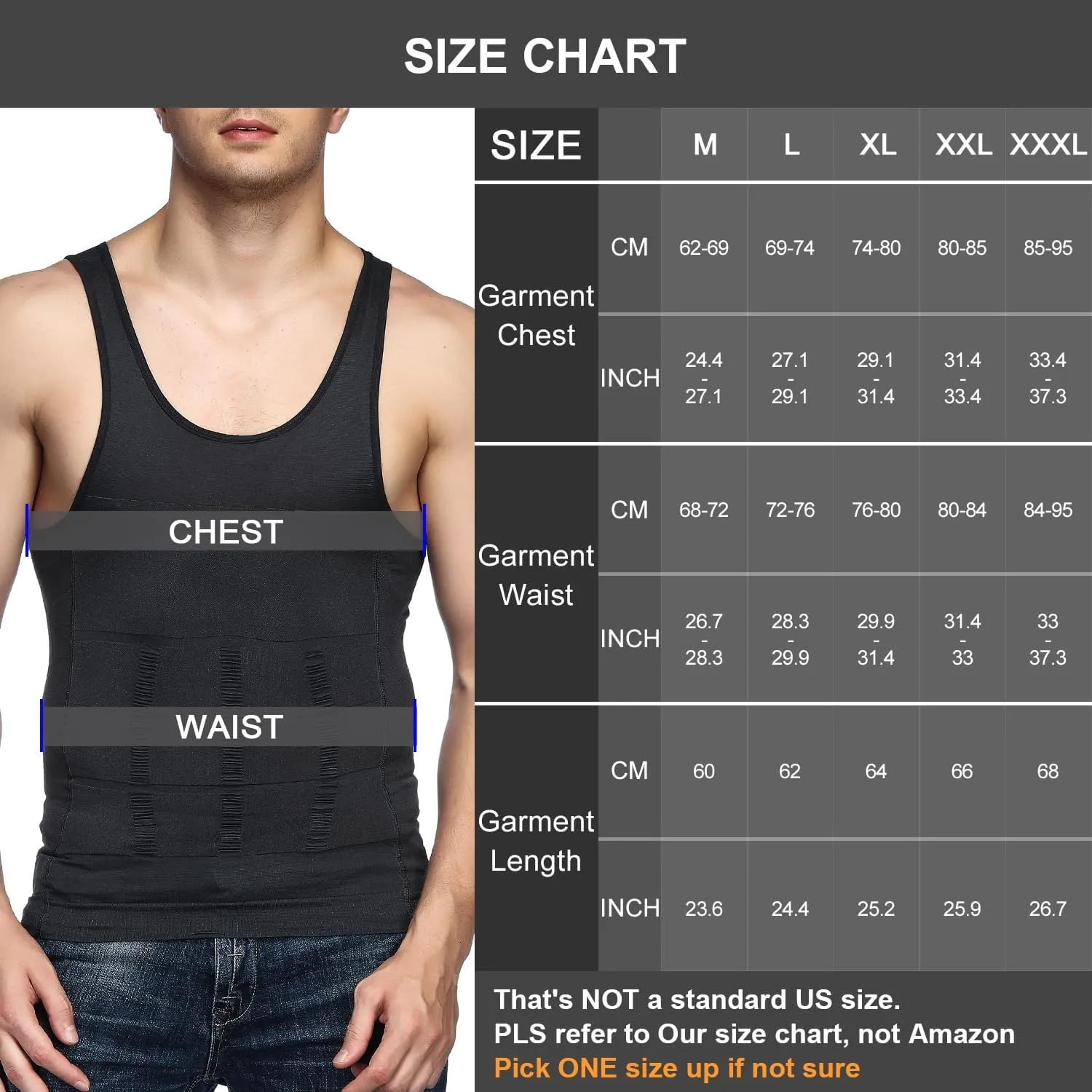 Odoland Men's Body Shaper Slimming Shirt Tummy Vest Thermal Compression Base Layer Slim Muscle Tank Top Shapewear
