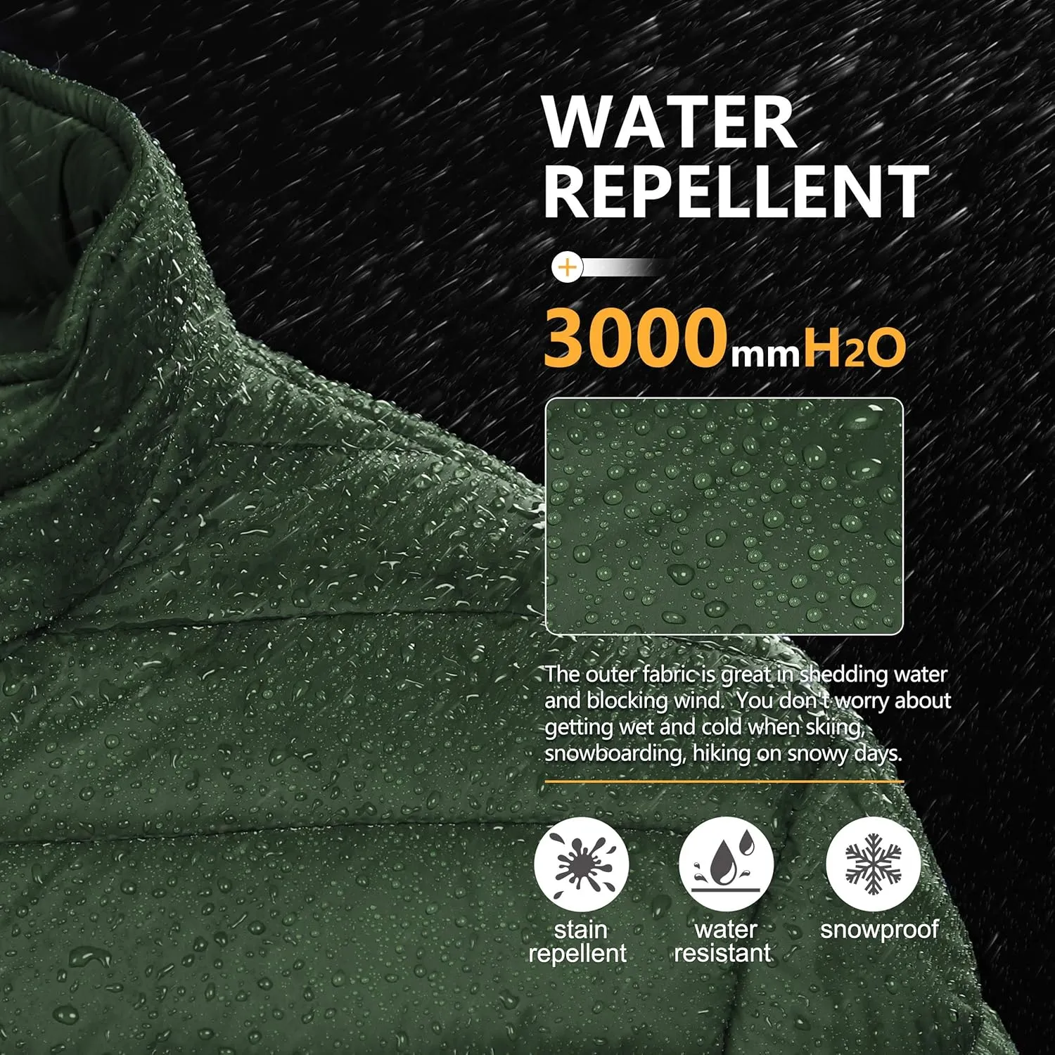 Outdoor Ventures Men's Lightweight Packable Puffer Winter Jacket Insulated Puffy Coat for Snow Ski Hiking Travel