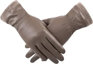 REDESS Winter Leather Gloves for Women, Wool Fleece Lined Warm Gloves, Touchscreen Texting Thick Thermal Snow Driving Gloves