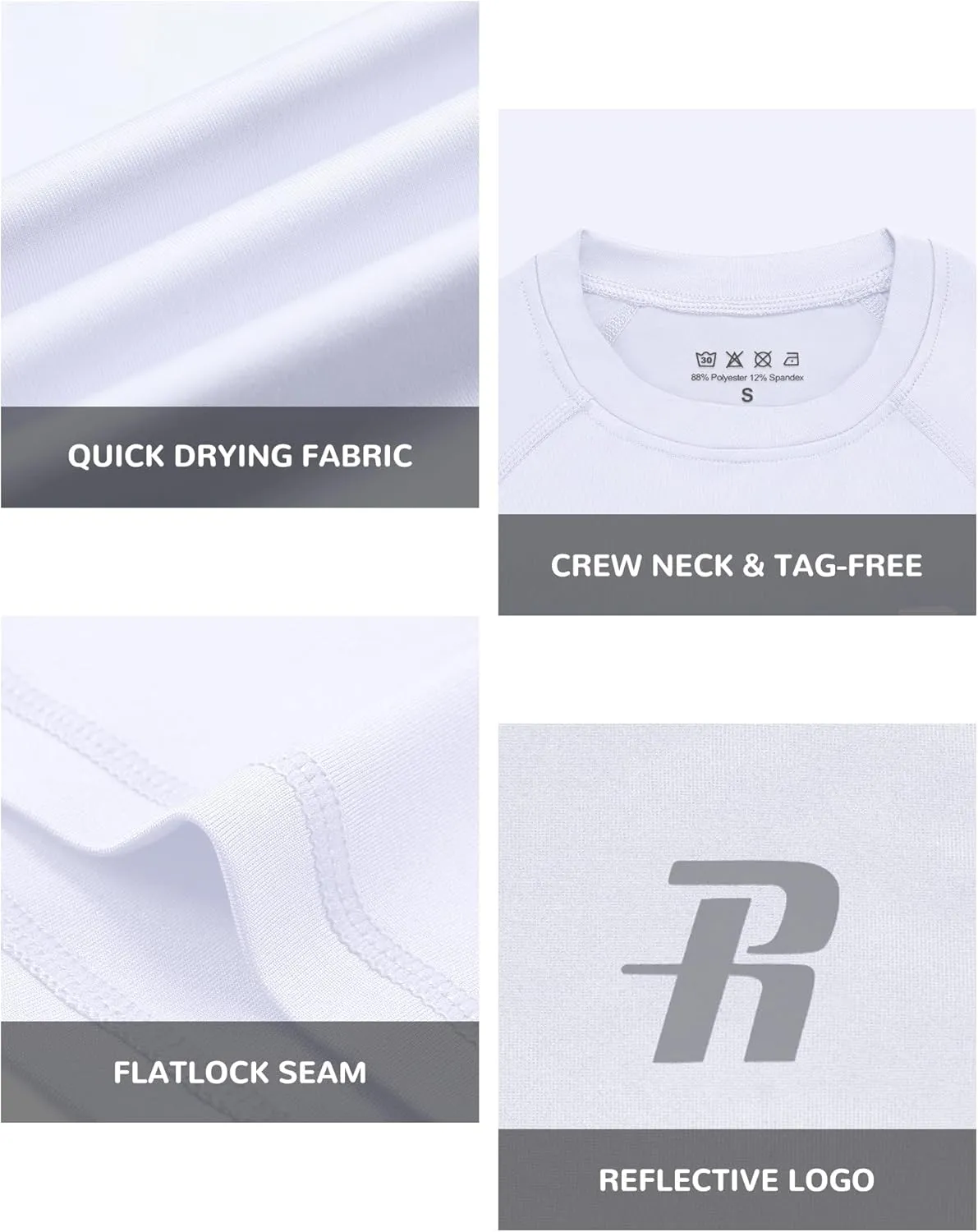 Runhit Boys Compression Shirt Short Sleeve Youth Basketball Undershirt Kids Quick Dry Athletic Base Layer T-Shirt