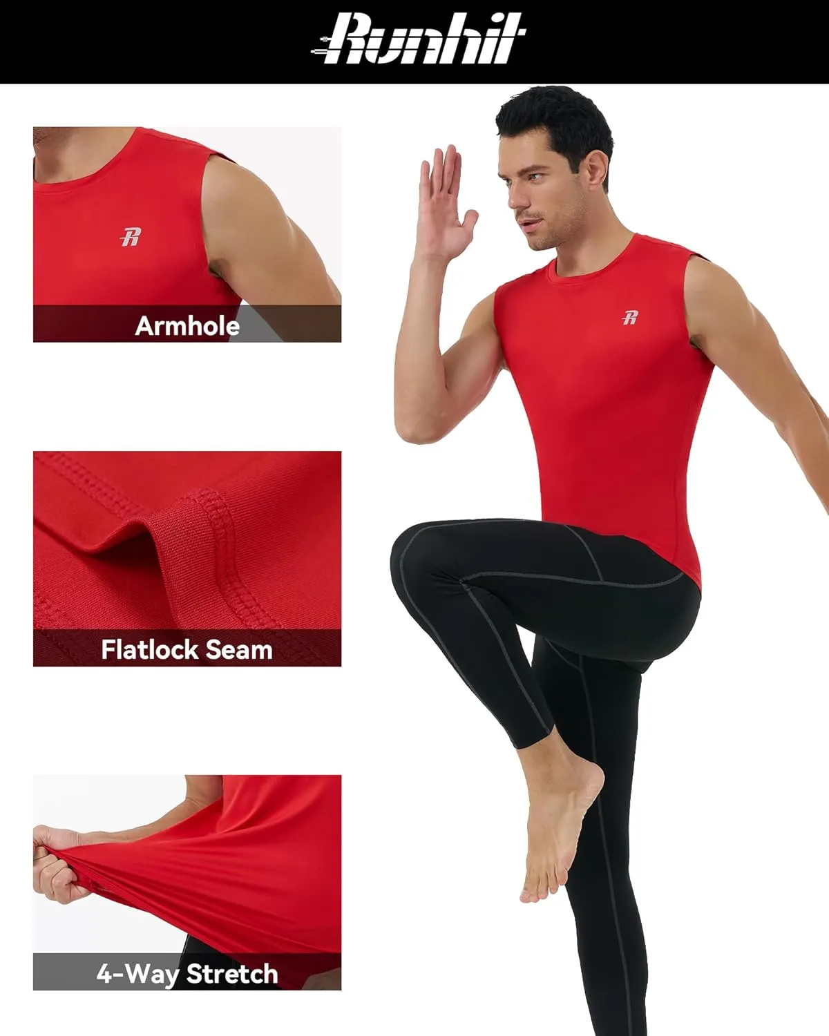 Runhit Sleeveless Compression Shirt Men Athletic Base Layer Shirts