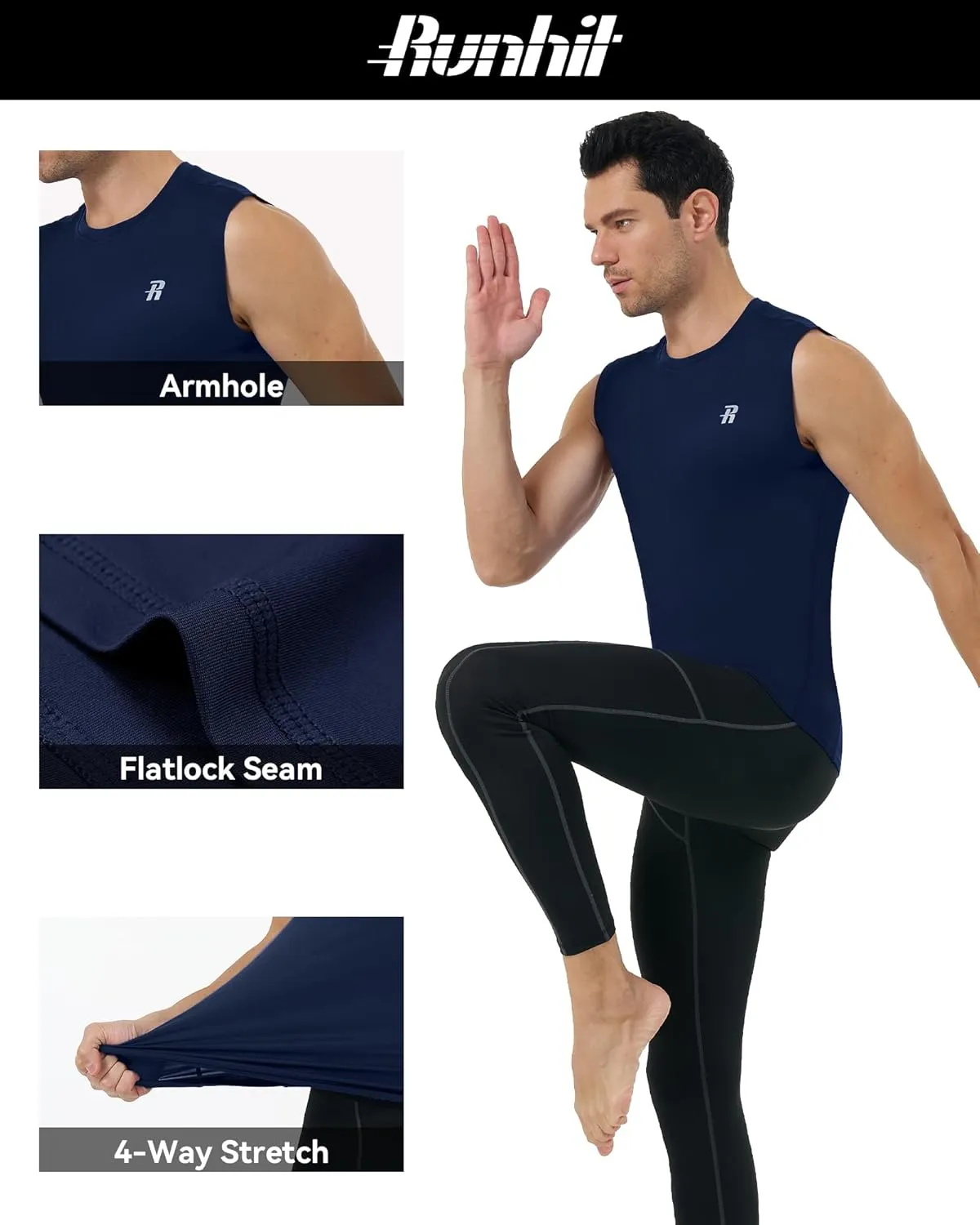 Runhit Sleeveless Compression Shirt Men Athletic Base Layer Shirts