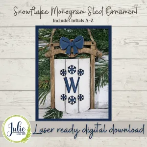 Snowflake Monogram Sled Ornaments