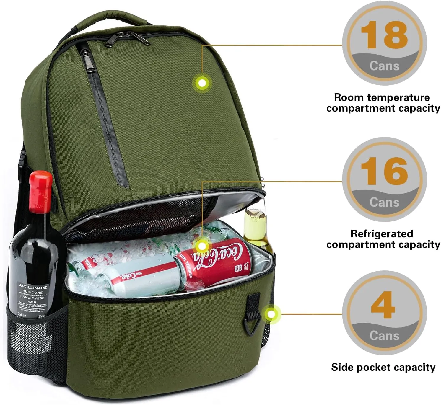 TUGUAN Insulated Cooler Backpack 38/42 Cans Double Deck Leakproof Lightweight Soft Lunch Backpack Small Cooler Bag Beach Picnic