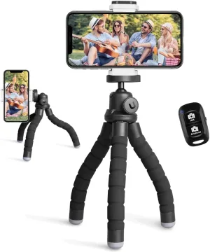Ubeesize Phone Tripod, Portable and Flexible Tripods with Wireless Remote and Clip, Cell Phone Tripode Stand for Video Recording