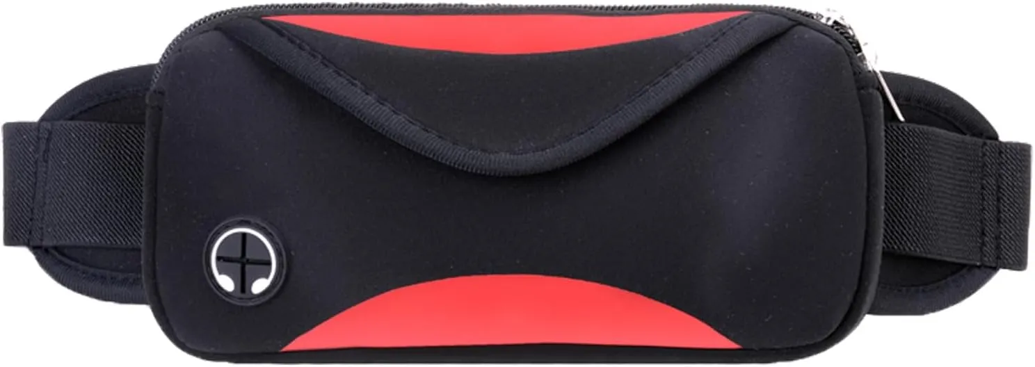 Waist Packs Running Belts Fanny Pack for Hiking Cycling Jogging Adjustable Running Waist Bag Can Hold Mobile Phone, Keys, Change, Credit Card With Headphone Port (Red)