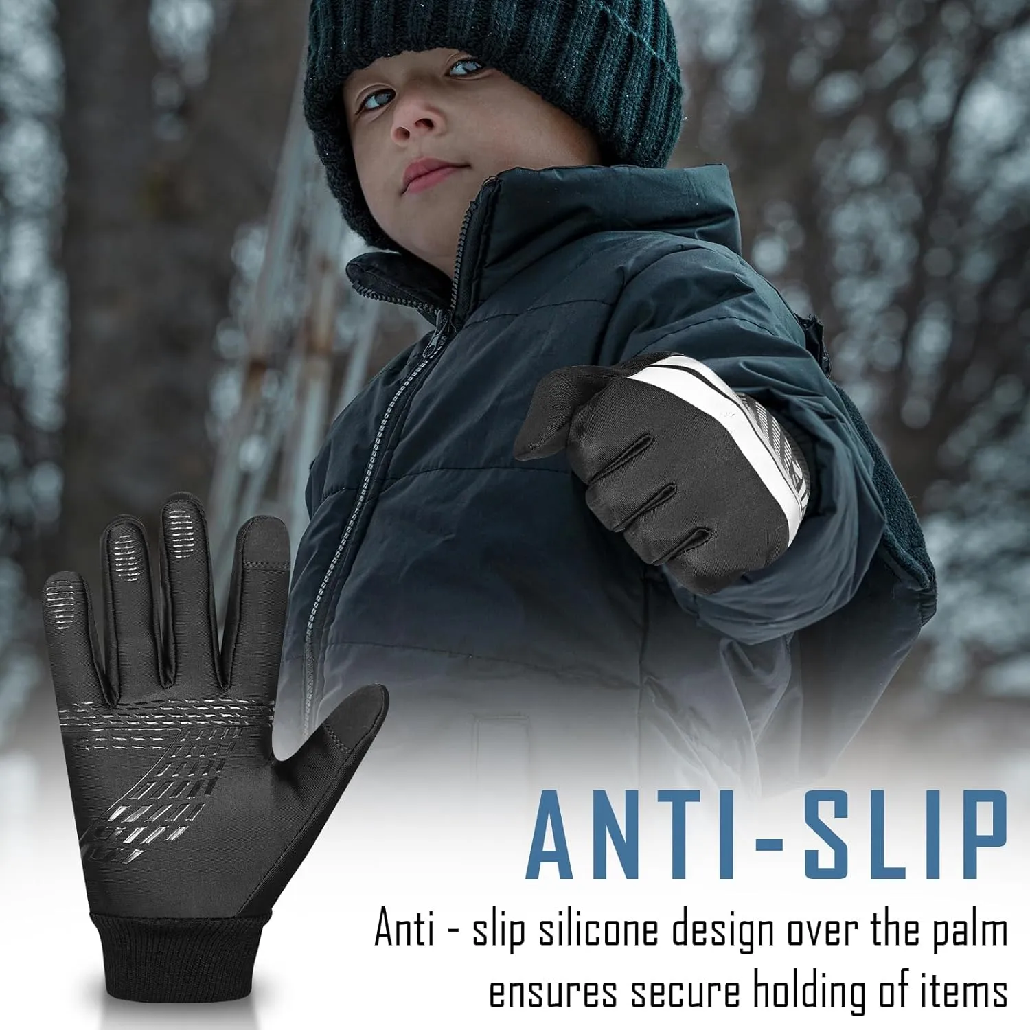 Waterproof Winter Gloves for Boys and Girls Windproof Thermal Kids Gloves,Anti-Slip, Touchscreen,Warm Mittens for Running,Cycling,Snow,Ski & Cold Weather