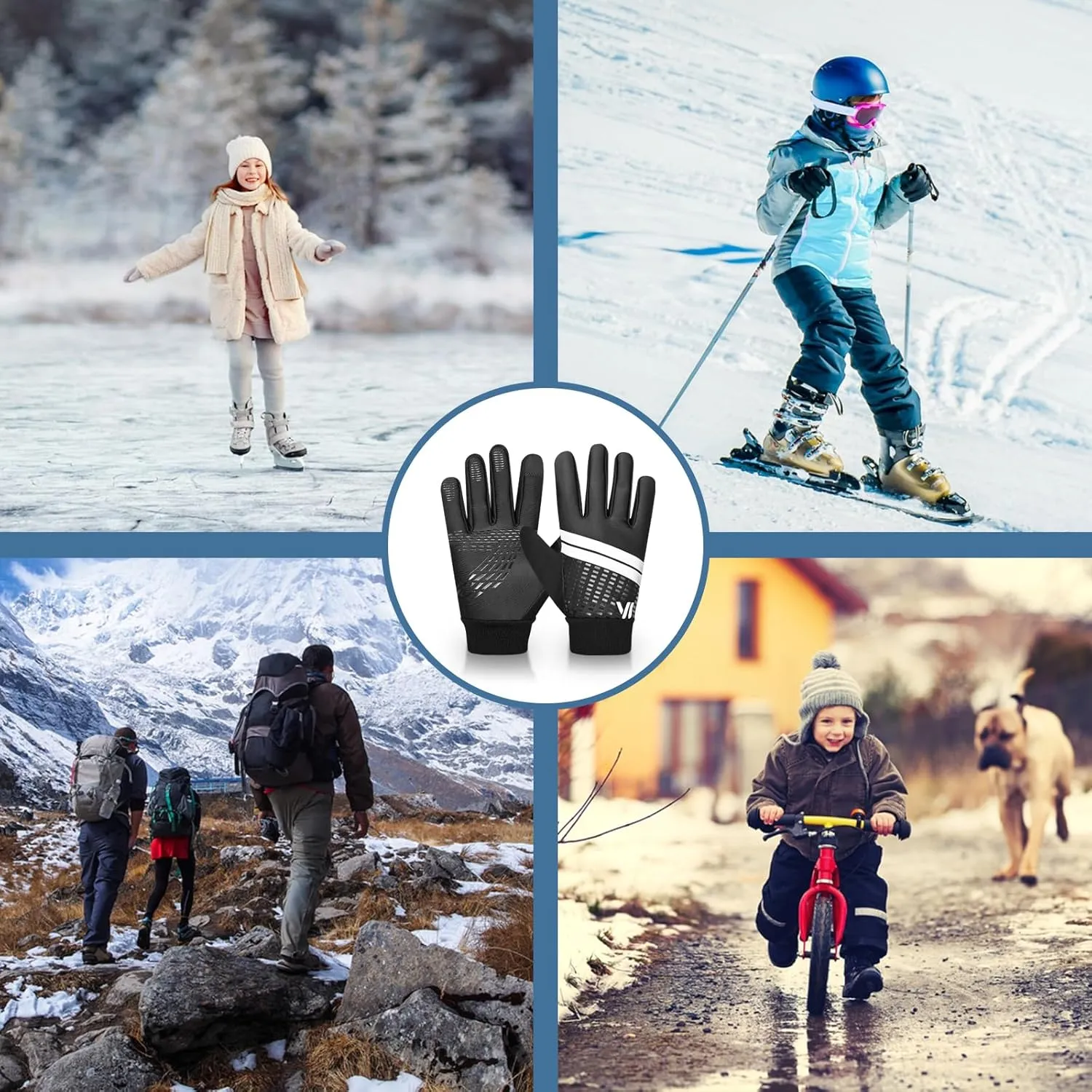 Waterproof Winter Gloves for Boys and Girls Windproof Thermal Kids Gloves,Anti-Slip, Touchscreen,Warm Mittens for Running,Cycling,Snow,Ski & Cold Weather