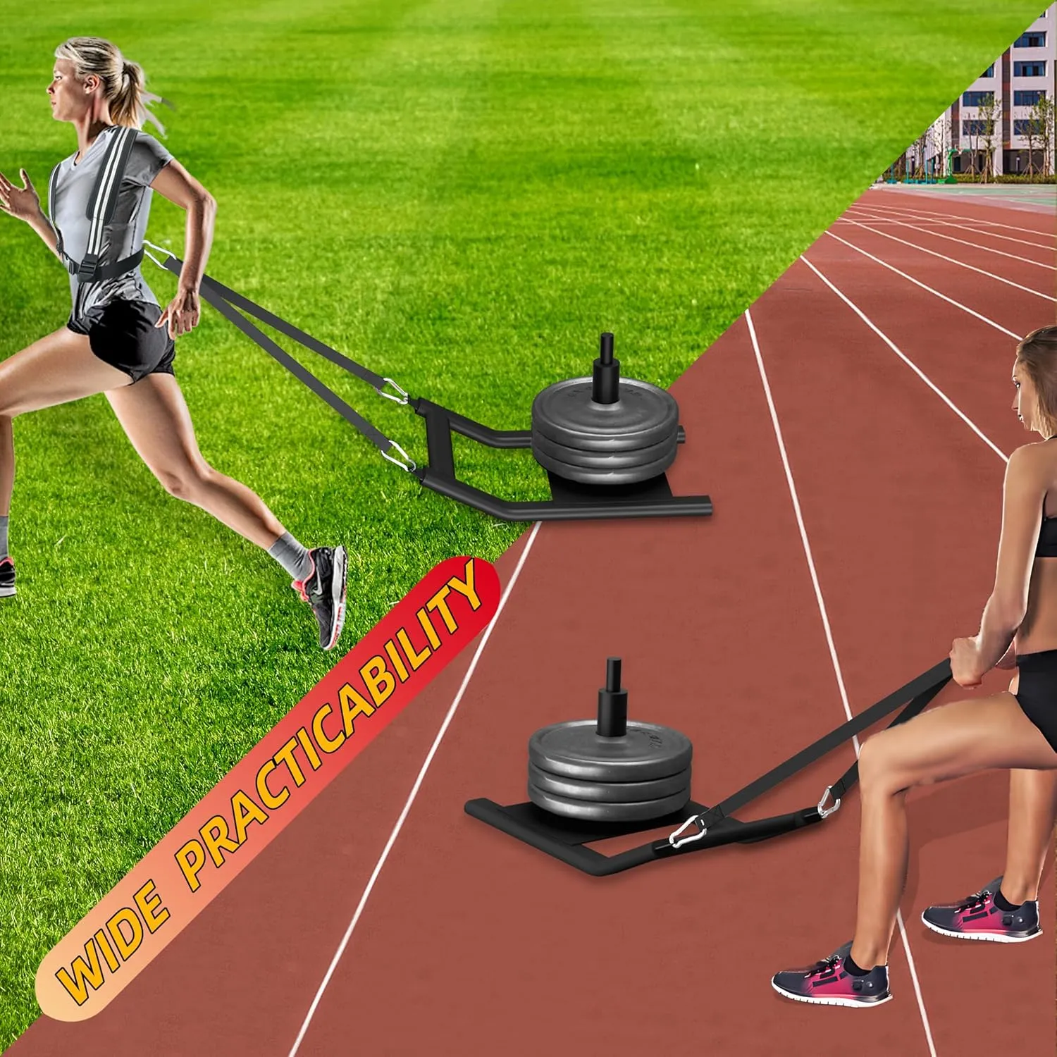 Weight Sled for Training - Heavy Duty Football Sled for Lineman, Sled Pull Workouts, Speed & Strength Training, Football Blocking Sled, Running Sled for Athletes, Weighted Sled for Outdoor & Indoor Workouts