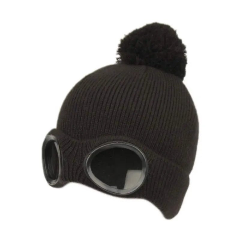 Winter Ski Beanie with Goggles and Sherpa Lining