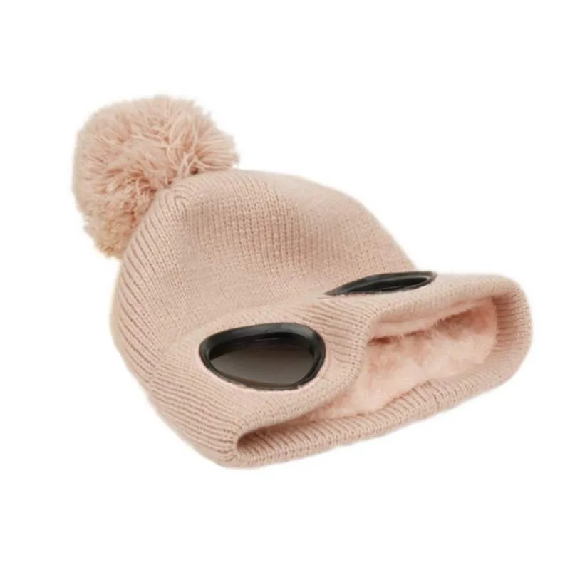 Winter Ski Beanie with Goggles and Sherpa Lining