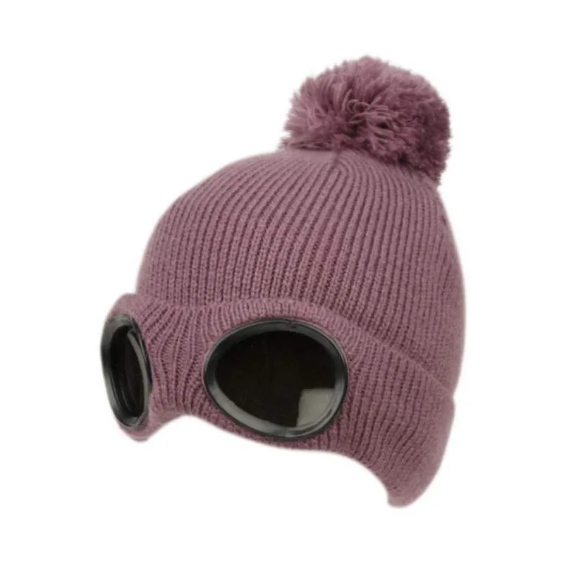 Winter Ski Beanie with Goggles and Sherpa Lining