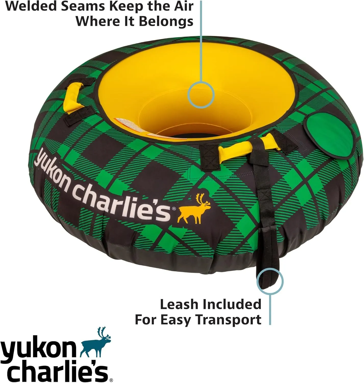 Yukon Charlie's Timber Tube - Heavy-Duty Snow Tube with Durable Fabric Shell - Snow Sled for Kids & Adults - Multiple Colors